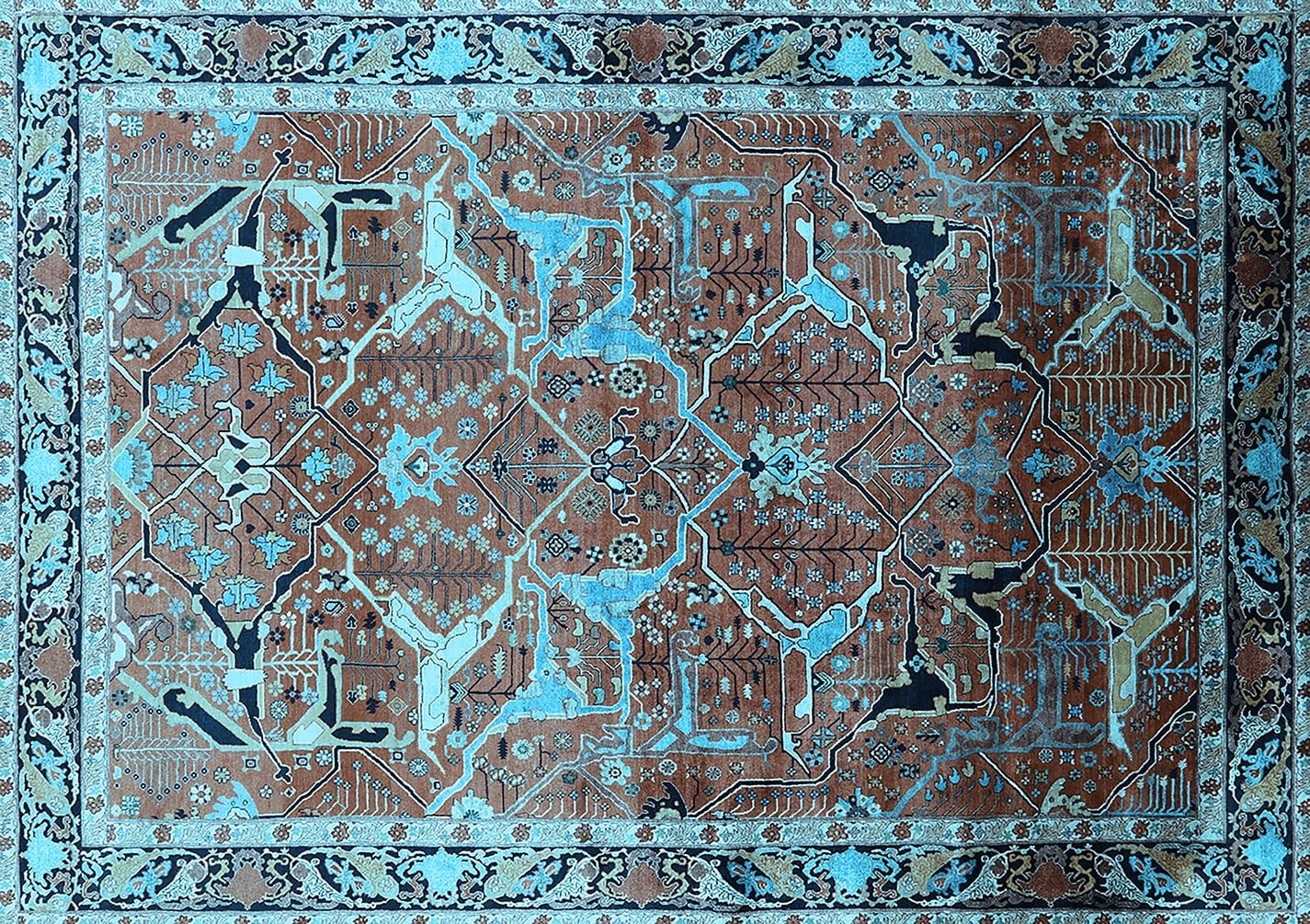 Ahgly Company Indoor Rectangle Oriental Light Blue Industrial Area Rugs ...