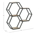 thumbnail image 5 of Powell Wilson 3-Compartment Honeycomb Wall Shelves, Black Metal with Natural Mango Wood, 5 of 13