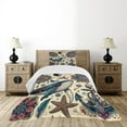 thumbnail image 4 of Ambesonne Nautical Quilted Bedspread Set 2 Pcs, Mandala Feathers Anchor, Twin Size, Ivory Teal and Coral, 4 of 5