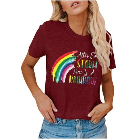 

Womens Tops Corset Tops for Women Women s Casual Colourful Print Pullover Short Sleeve T-Shirt Tops Shirt White Long Sleeve Shirts for Women Summer Savings Valentine Shirts for Women Red XL