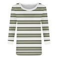 thumbnail image 4 of Womens Fall Clothes, 3/4 Sleeve Pullover for Women Fashion Loose Fit Striped Printed Crewneck Sweatshirts, 4 of 4