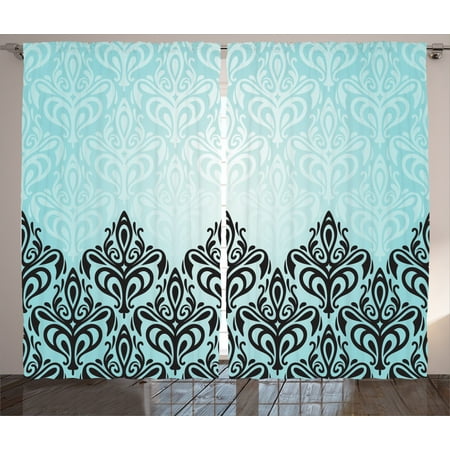 Damask Curtains 2 Panels Set Modern Damask Motif With Symmetric