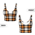 thumbnail image 6 of Uemuo Orange Plaid Pattern Women's Sports Bra - High Impact Support, Breathable, and Comfortable Athletic Bra for Running, Yoga, and Workouts, 6 of 9