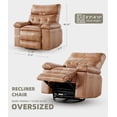 thumbnail image 2 of Oversized Swivel Recliner Chair with 360° Rotation & Rocking Function, Manual Reclining Lounge Chair with Heat and Massage, PU Leather Seat for Living Room, Bedroom & Nursery, Retro Brown, Khaki, Grey, 2 of 8