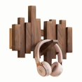 thumbnail image 1 of Estante de abrigo montado en la pared de madera natural con gancho, ganchos de arte de la pared de entrada, estante de abrigo de la clave del piano, 1 of 7