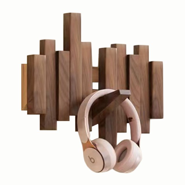 Estante de abrigo montado en la pared de madera natural con gancho, ganchos de arte de la pared de entrada, estante de abrigo de la clave del piano