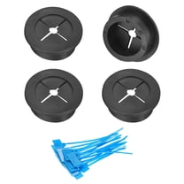 4Pack Cable Cord Grommet, 1-1/4"(32mm) Rubber Grommets with Cable Ties, Black