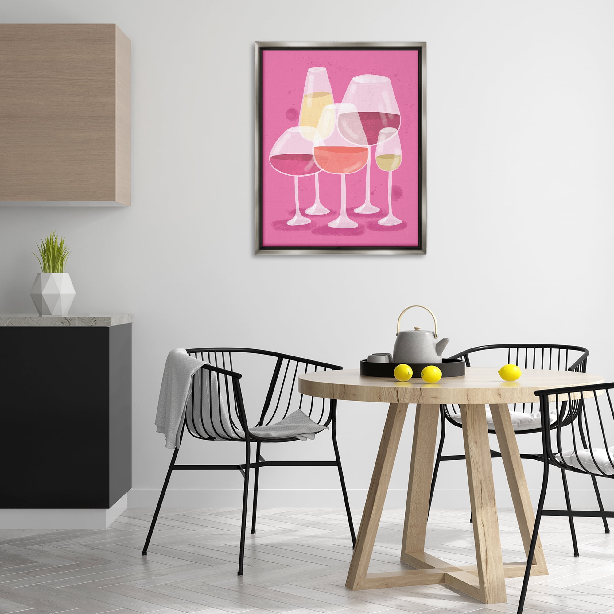 Stupell Industries Varied Wine Glasses Food & Beverage Painting Gray Floater Framed Canvas Art Print Wall Art, 25 x 31