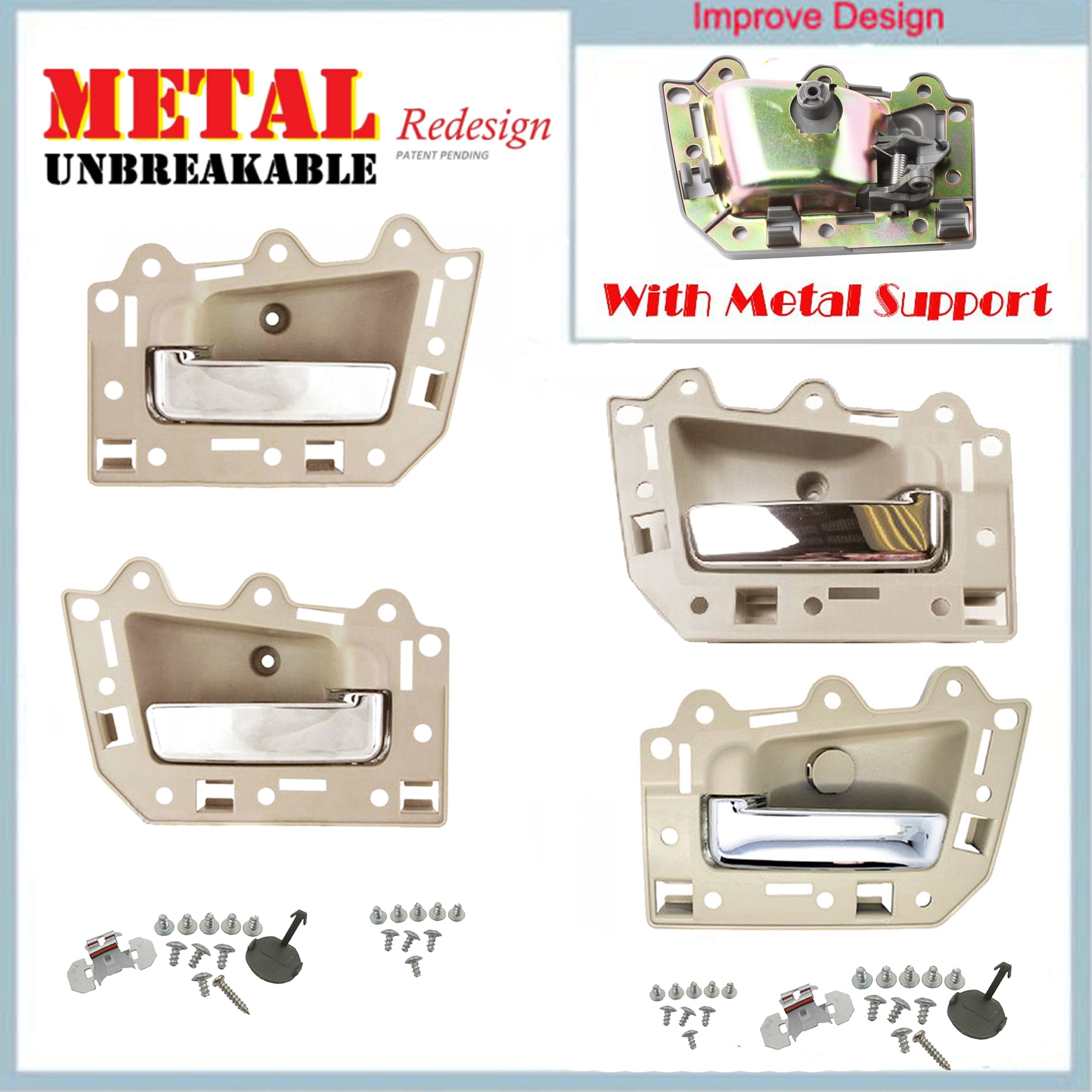 Details about   UPGRADED Inside Door Handle 4PCS For 05-11 Jeep Grand Cherokee Gray Front Rear