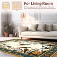 thumbnail image 2 of ODIKA 4'x6' Machine Washable Non-Slip Area Rug, Eastern Monarch Motif with Loving Quarters and Fabled Recollection High Traffic Rug, Ivory, 171878, 2 of 7