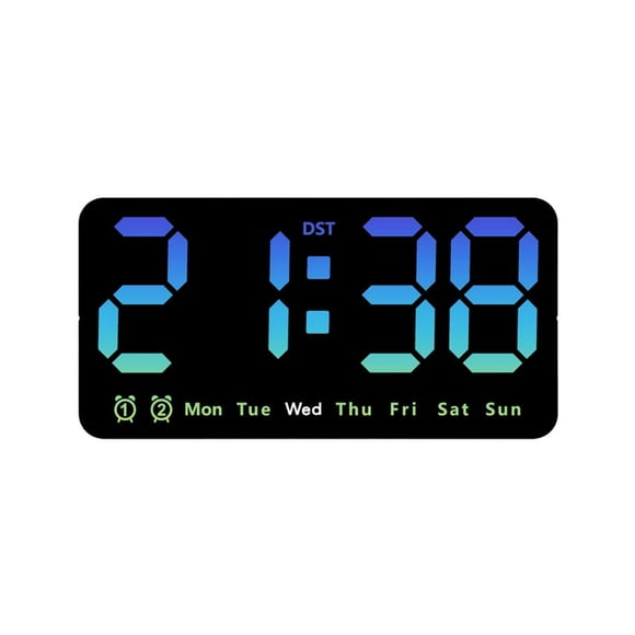 Inteprter Reloj de pared LED con alarma dual, brillo ajustable y visualización de fecha controlada por voz 5. Dual Decoración del hogar Estilo 8