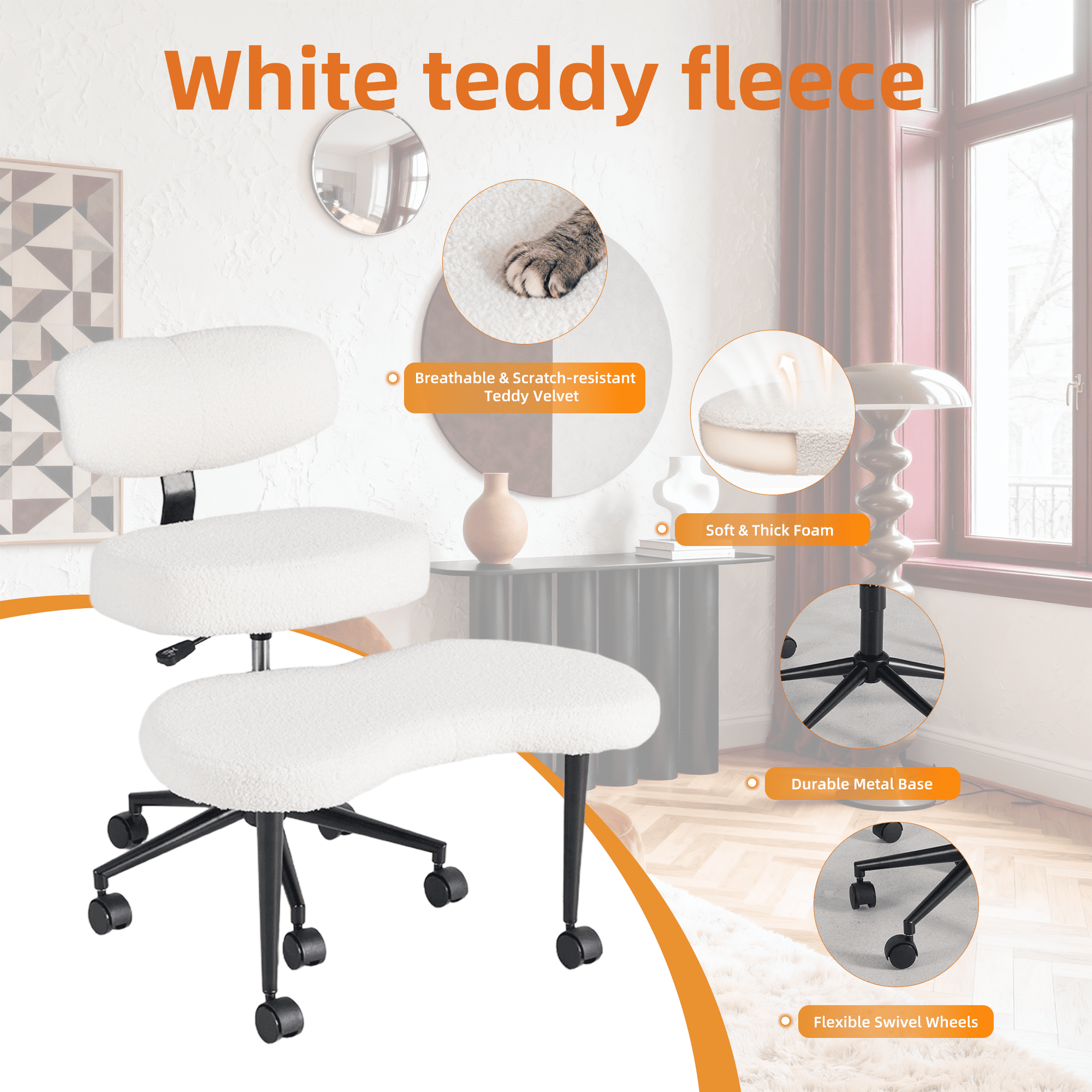 Gianna Meditation Chair with Rotating Footrest and 360° Swivel, Adjustable Backrest for Home or Office