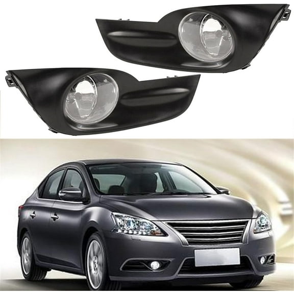 ALL-CARB 2Pcs Fog Lights Replacement for Nissan Altima 2013-2015 Clear Lens with Bulbs Bezel Wiring harness switch Kit Left Right Side (Passenger & Driver Side)