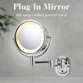 thumbnail image 2 of Jerdon Wall-Mounted Makeup Mirror with 5X Magnification - Chrome Makeup Mirror with LED Lights - Plug in - HL65C, 2 of 7