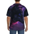 thumbnail image 3 of Xecao Galactic Wolf Stare Men's Casual Short-sleeved Shirt, a button-up collared shirt with a pocket-Large, 3 of 5