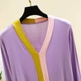 thumbnail image 5 of PNTUTB Pajama Set for Women Color Block Long Sleeve V-neck Top and Elastic Waist Pants Loose Casual Comfort Soft Two Piece Set, 5 of 7