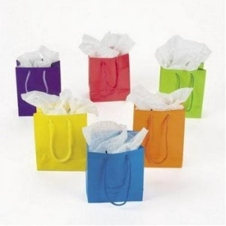 Lot of 12 Small Bright Neon Color Paper Gift Party Bags