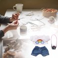 thumbnail image 2 of Conjunto De Muñecas Rainbow Camiseta Blanca + Vaqueros Ropa Para Bebés Conjunto De Ropa Para Muñecas De Tela Accesorios Desmontables Conjunto De Tres Piezas 10 Cm Ropa De Moda Para Bebés, 2 of 6