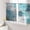 Turquoise Grey, variant on Sheer Curtains 84 Inches Long 2 Panels Set for Living Room, Navy Blue Grey Semi Sheer Curtains for Windows, Modern Oil Painted Abstract Art Aesthetics Voile Window Treatments Rod Pocket Curtain