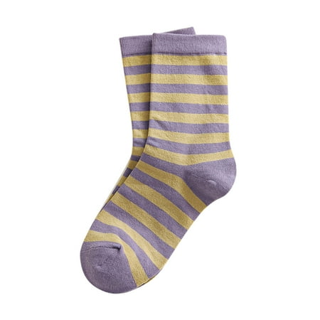 

Heiheiup Womens Winter Socks Autumn And Winter Mid Tube Socks Stripe Printing Warm Stockings No Seam Socks Women