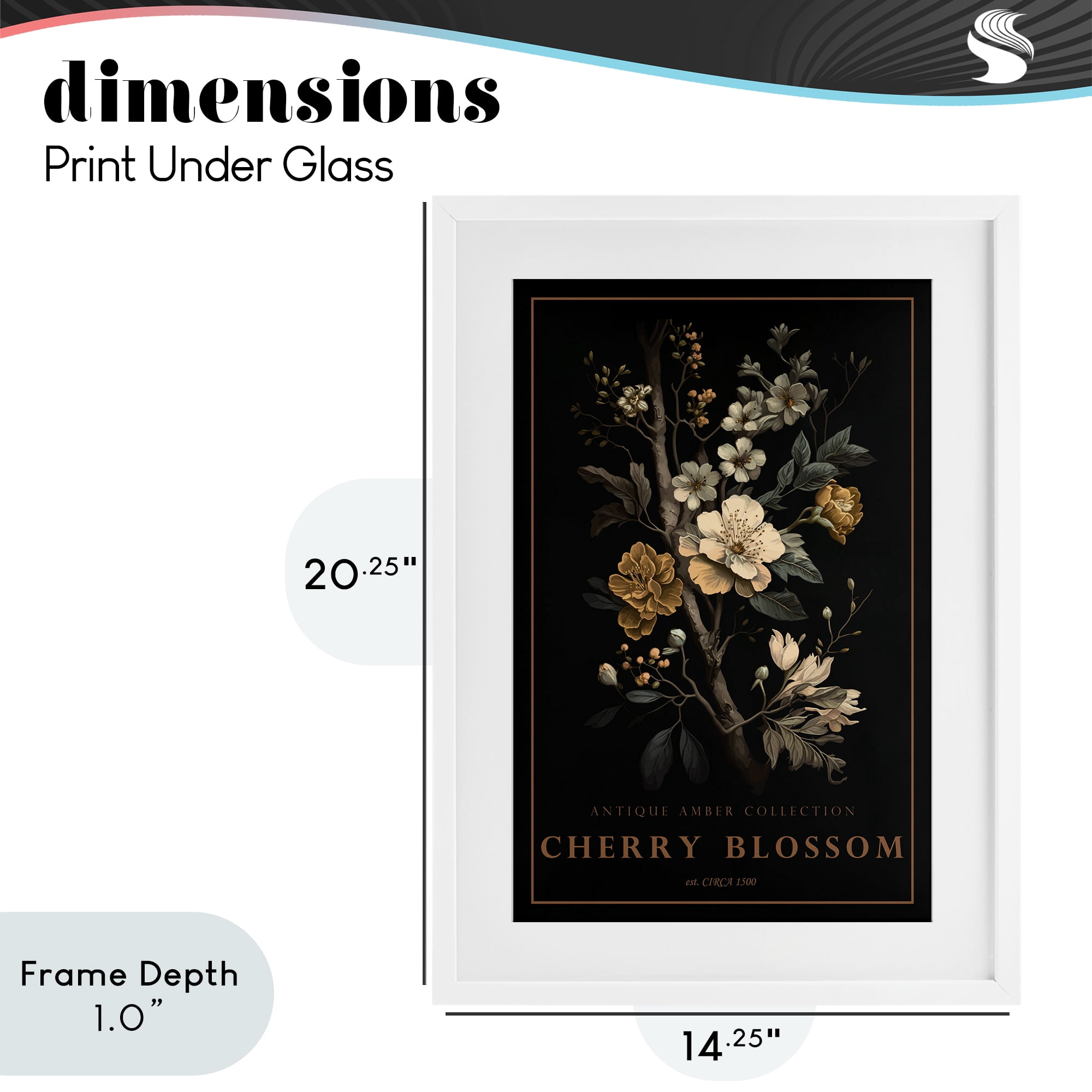 Stupell Industries Antique Cherry Blossom Light White Framed Print Under Glass, design by Chris Giampietro