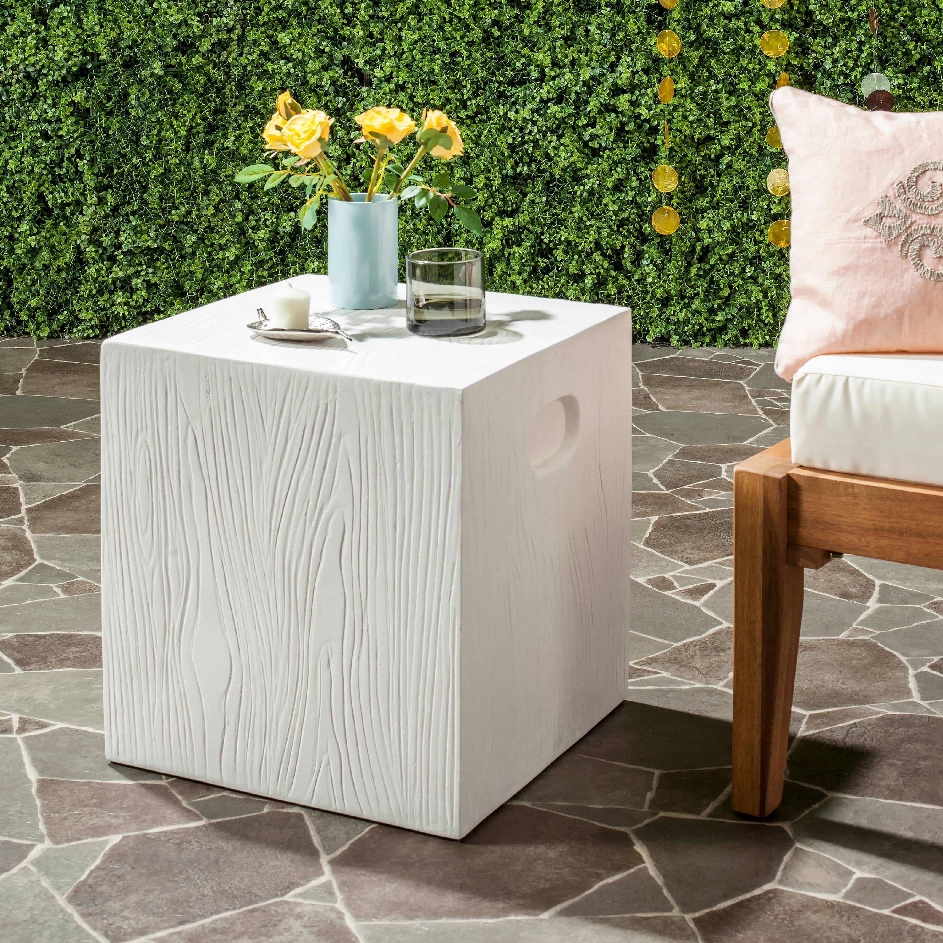 Safavieh Cube Outdoor Modern Concrete Accent Table Ivory
