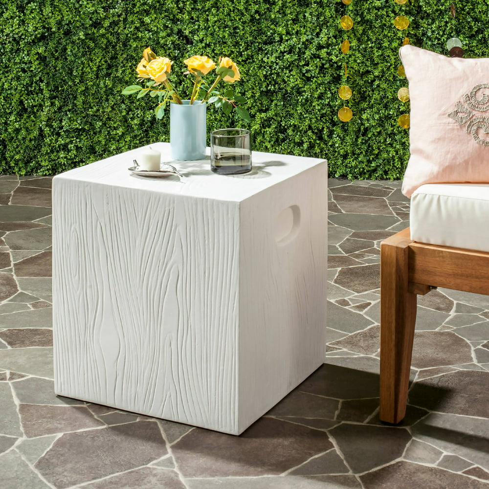 Safavieh Cube Outdoor Modern Concrete Accent Table - Ivory - Walmart
