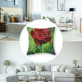 thumbnail image 5 of Red Rose Illustration on Green' Floral Throw Cushion Pillow Cover for Living Room, Sofa, 5 of 7