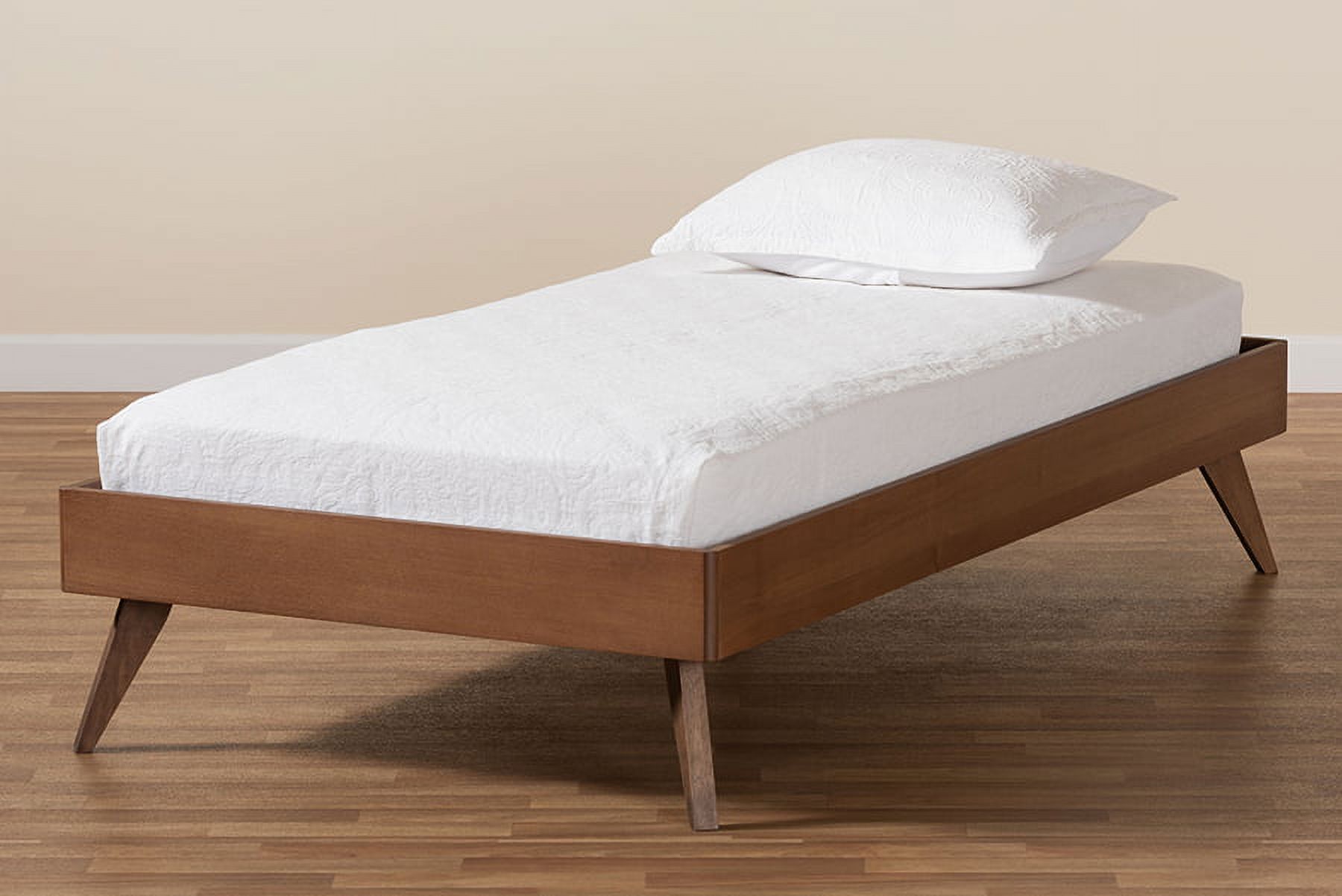 Baxton Studio Lissette Mid-Century Wood Platform Bed, Twin, Ash Walnut