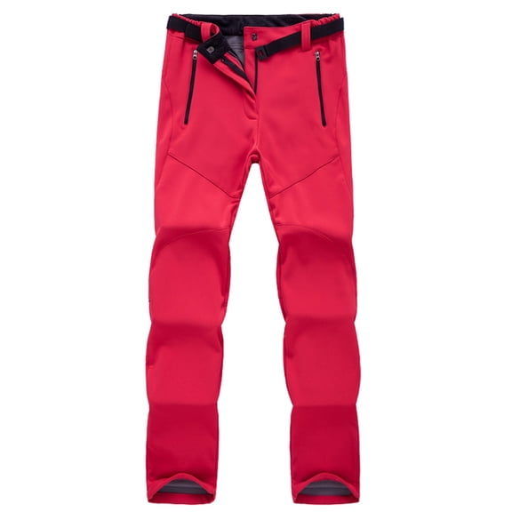 ZQUUVOU Women's Hiking Cargo Pants Lightweight Water Resistant Quick-Dry Elastic Waist Pants wit Zipper Pockets Red B