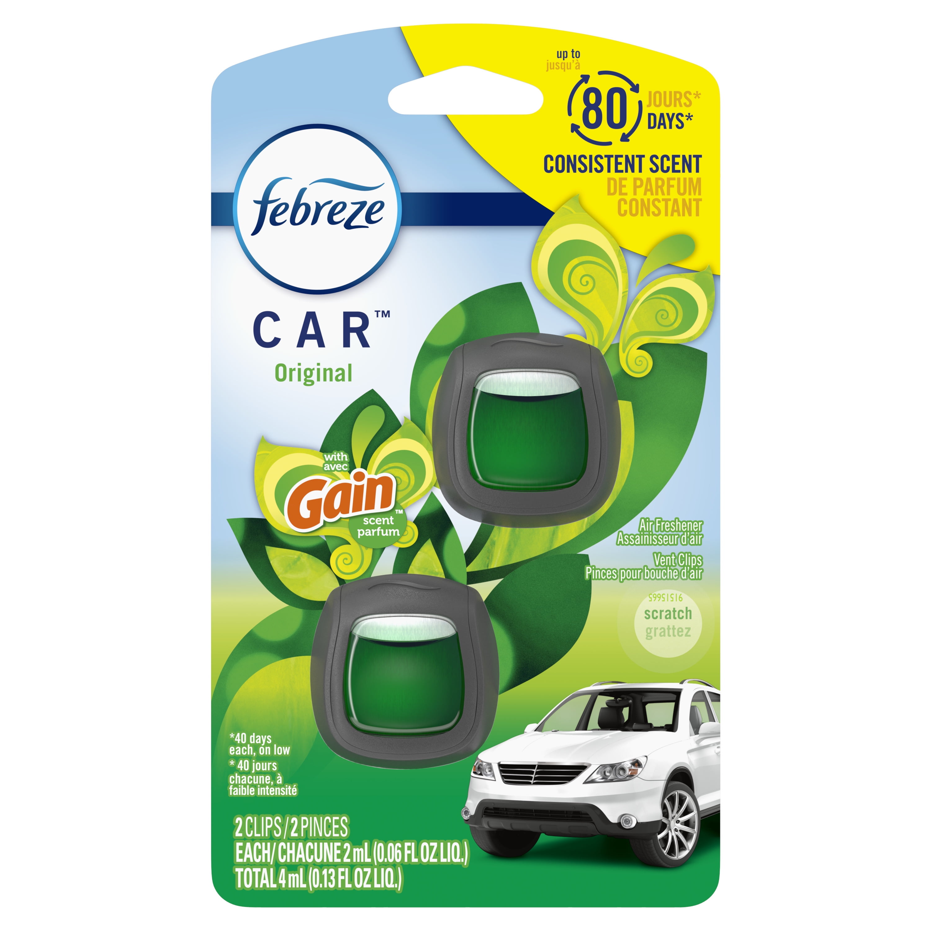 Febreze Car Gain Original Scent Odor-Fighting Car Freshener Vent Clip, 3 pk  / 0.06 oz - Ralphs