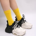 thumbnail image 6 of 4-Pack Combed Cotton Kids Casual Socks Cool Crew Fashion Neon & Solid Colors Dress Socks Elastic Fit for Girls Boys (7-11 Years, Yellow), 6 of 6