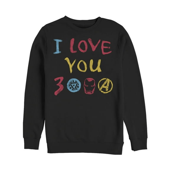 Men's Marvel Love You 3000 Crayon Print Sweatshirt Black 2X Large