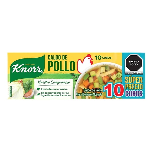 Caldo de pollo Knorr 10 cubos de 10.5 g c/u