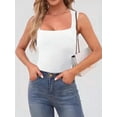 thumbnail image 2 of Women Square Neck Tank Tops Dressy Summer Sleeveless Shirts Going Out Fitted Trendy Tops T Shirts Blouses White XS, 2 of 7