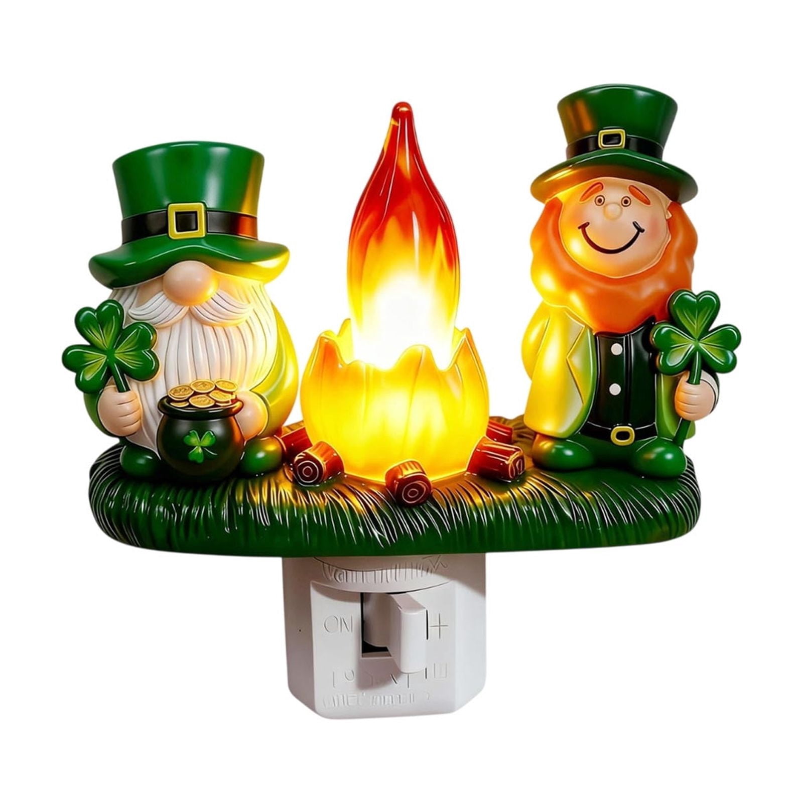 St Patrick Night Light Plug into Wall, Acrylic Irish St Patrick Day Night Light Decorative for Bedroom, Bathroom, Living Room and Hallway, Holiday Lamp by C7 LED Bulb (Gnome)