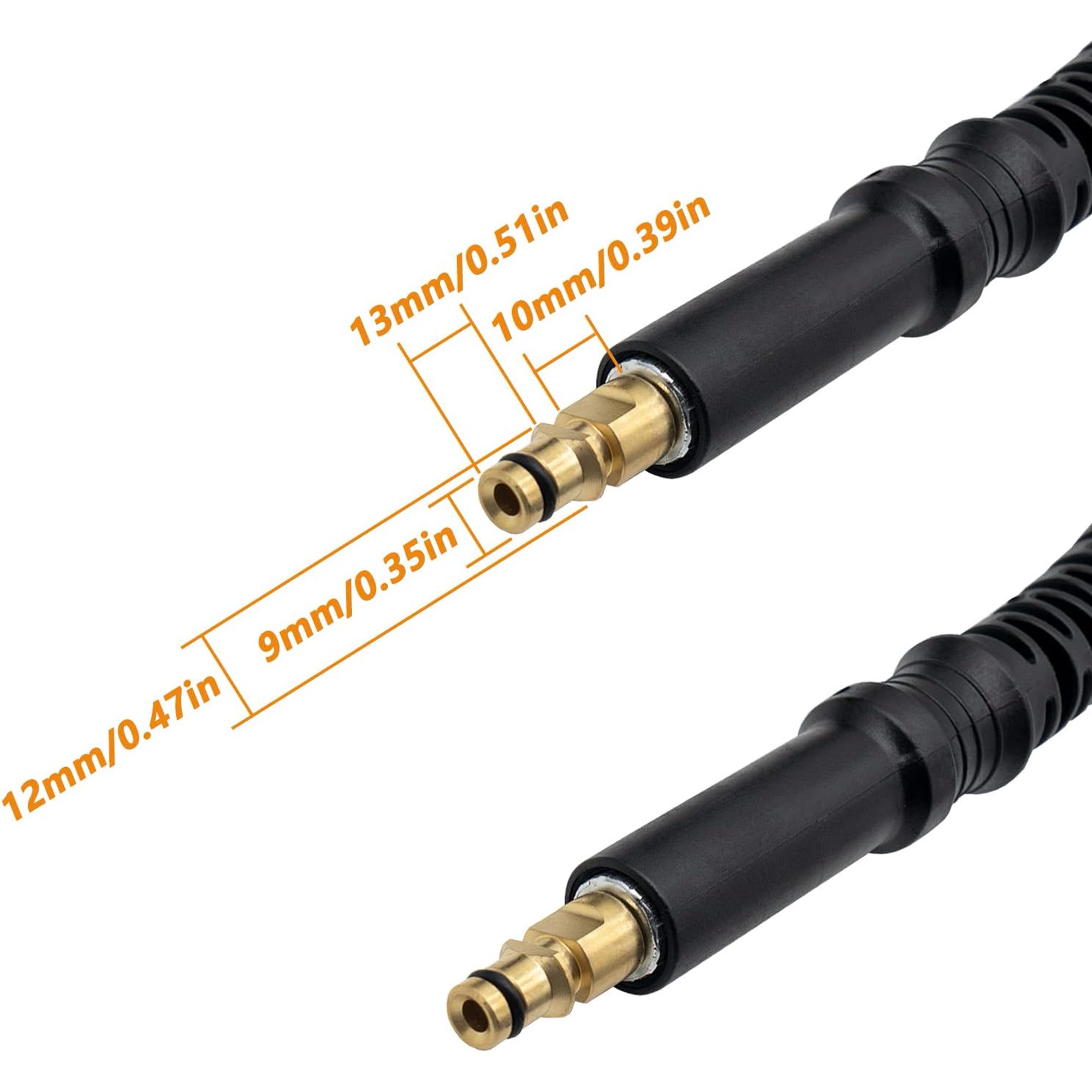 Tuyau D’extension 10 Mètres Pour Nettoyeur Haute Pression Karcher K2, K3, K4, K5, K7 - Neuf, Caoutchouc Renforcé, Noir