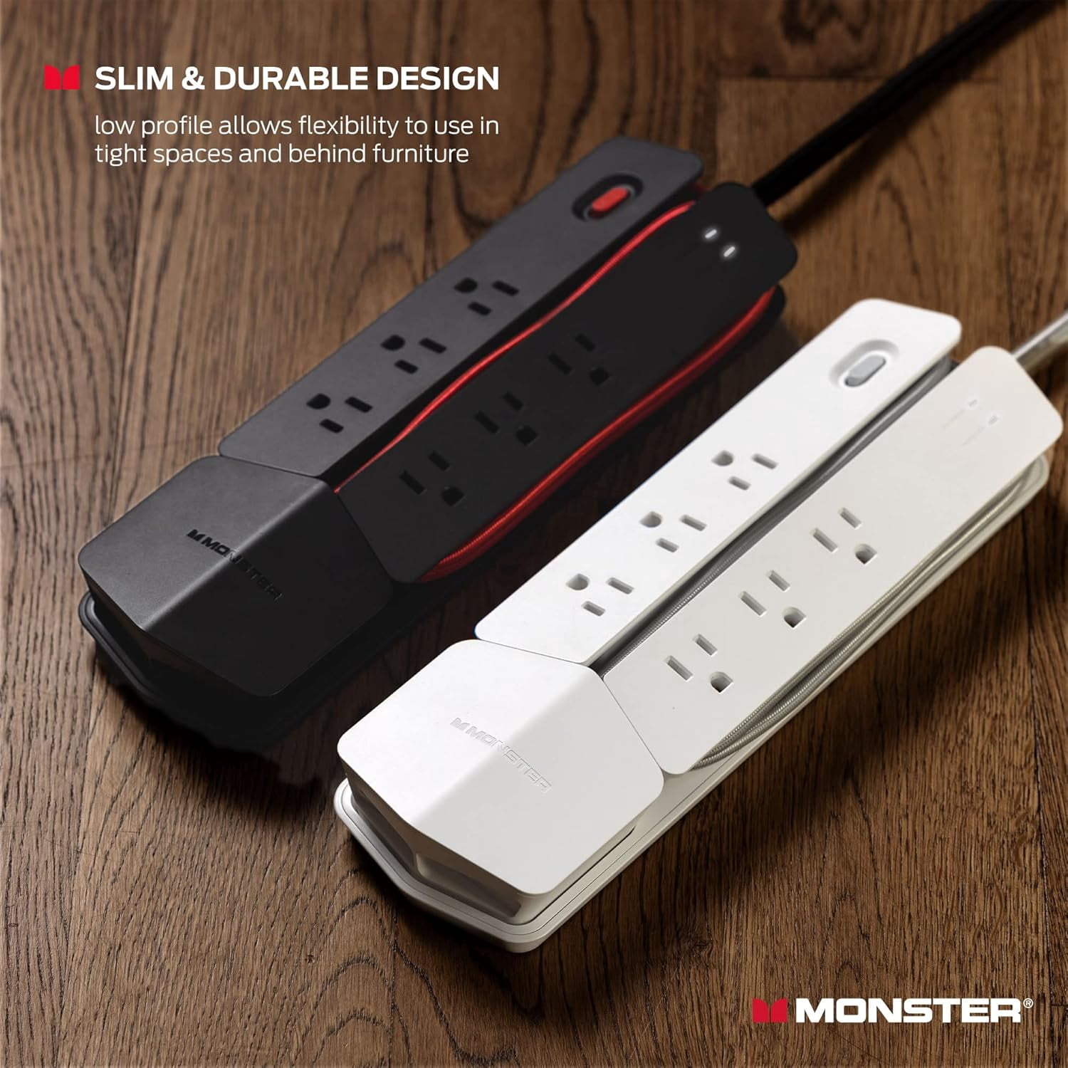 Monster Power Center Vertex Surge Protector, 6 AC Outlets, 2 USB-A & 1 USB-C Port, Detachable USB Power Strip
