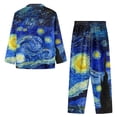 thumbnail image 4 of Kuiaobaty Van Gogh Starry Night Women's Pajama Set Long Sleeve Sleepwear Button Down Tops with Pants with Pockets Casual Loungewear Sets Holiday Nightgown, 3XL, 4 of 7