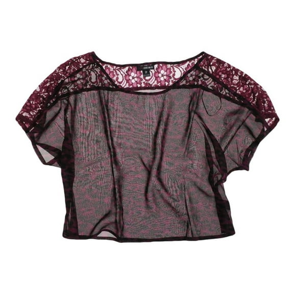Ecko Unltd. Womens Printed Lace Crop Pullover Blouse, Purple, Small
