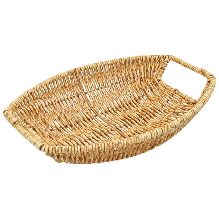 

Rattan Tray | Decorative Rattan Basket Trays with Handles | Portable Bread Tray Vintage Organizer Plate Wicker Basket Tray for Dessert Snack and Candy