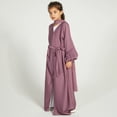 thumbnail image 2 of IDOPIP Kids Girls Muslim Abaya Long Sleeve Snap Front Dress with Belt Robe Kimono Dubai Hijab Dress, 2 of 8