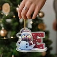 thumbnail image 4 of Christmas Snowman Letter Ornament, 3.15 in 2D Acrylic Alphabet Hanging Decoration, for Christmas Tree, Mantel, Gift, Holiday Decor(E), 4 of 5