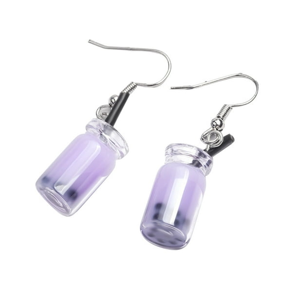 Qarigey 1 par de pendientes de té de la leche divertidos y elegantes para niñas colgantes colgantes colgantes accesorio de moda para chicas Ropa, zapatos y accesorios Miscelánea Violeta Qarigey AP009611-04