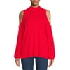 Cyrus Womens Cut-Out Mock Neck Top with Long Sleeves