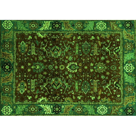 Ahgly Company Indoor Rectangle Abstract Green Modern Area Rugs, 2' x 4'