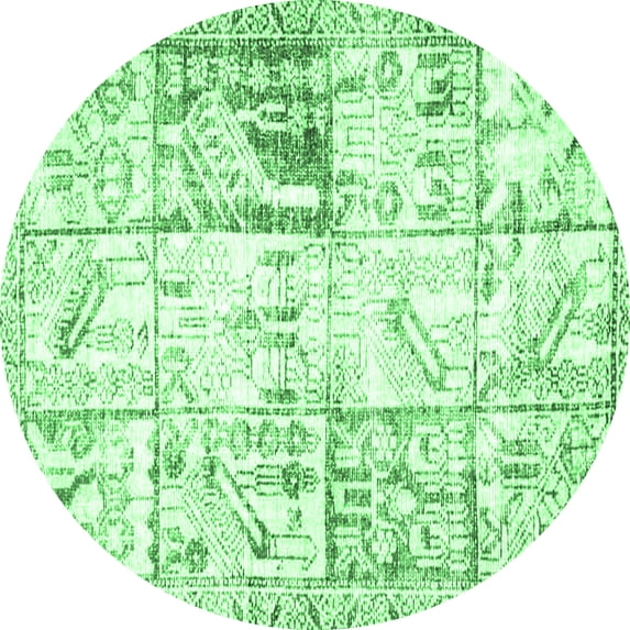 Ahgly Company Indoor Round Persian Emerald Green Traditional Area Rugs, 6' Round
