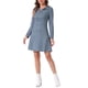 thumbnail image 4 of INSPIRE CHIC Women's Faux Suede Lapel Neck Long Sleeve A-Line Dress M Gray Blue, 4 of 6