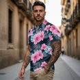 thumbnail image 3 of Aplkyhs Hawaiian Flowers Matching Golf Shirts for Couple Quarter Zip Men's Casual Short Sleeve Cool Golf Shirts 4-Way Stretch for Golf,Tennis,Hiking,Running,Gym Breathable Fabric, 3 of 6