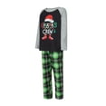 thumbnail image 4 of Black Green Family Christmas Pajamas Matching Sets Long Sleeve Letter Print Raglan Tops + Plaid Pants Set Sleepwear, 4 of 10